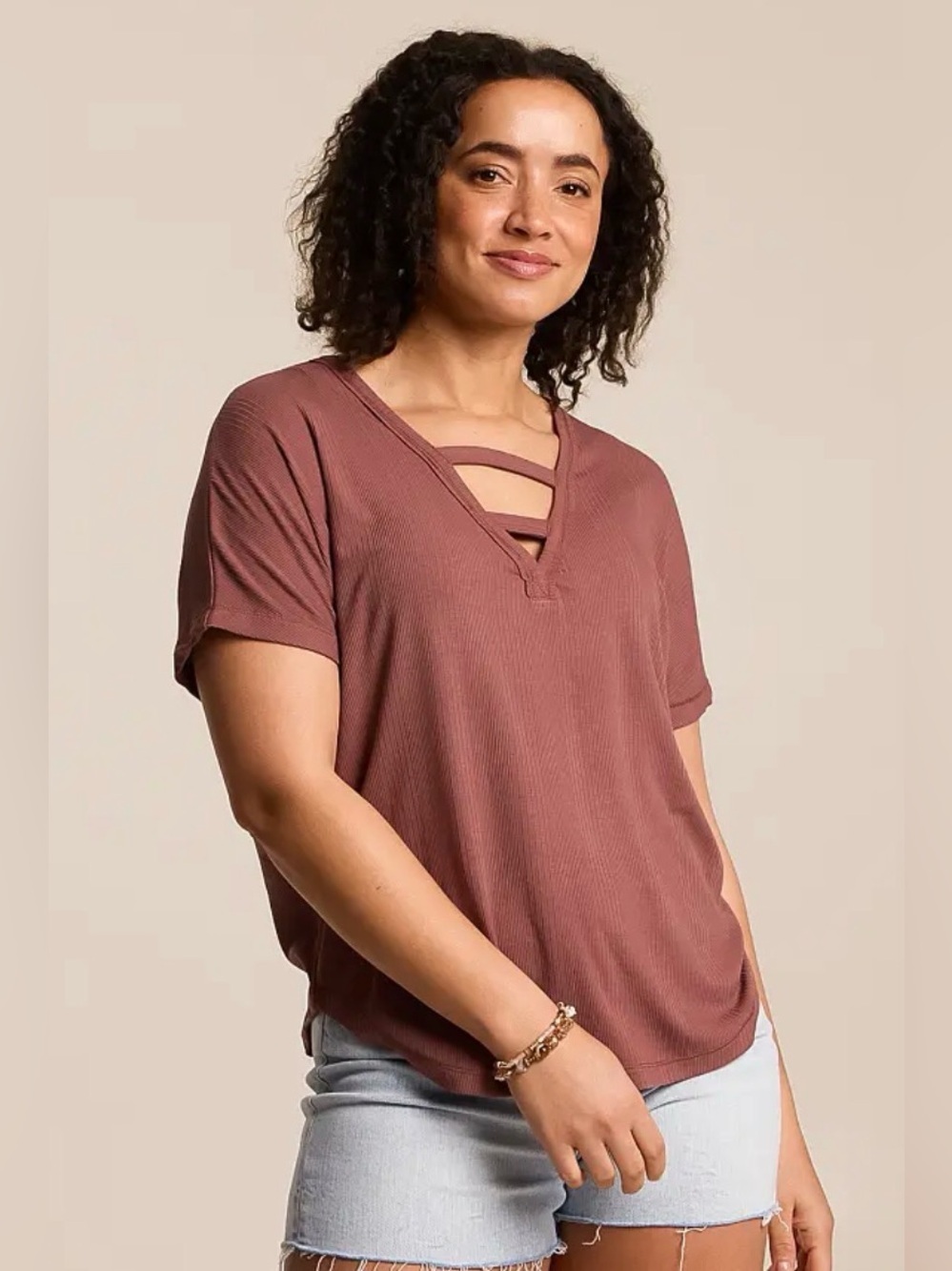 White Crow Olivia Two Way Top Rose Brown L